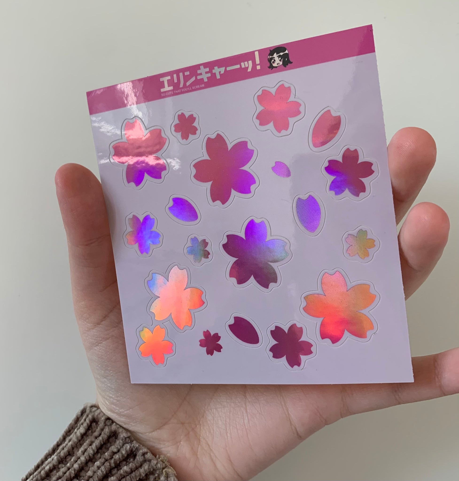 Holographic Sakura Sticker Sheet Pink