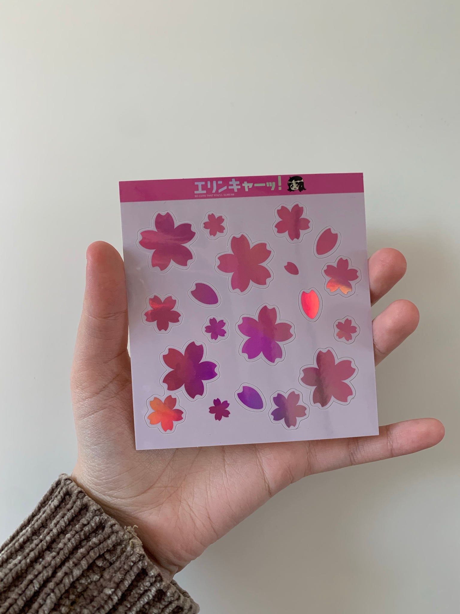 Holographic Sakura Sticker Sheet Pink