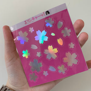 Holographic Sakura Sticker Sheet Light Pink