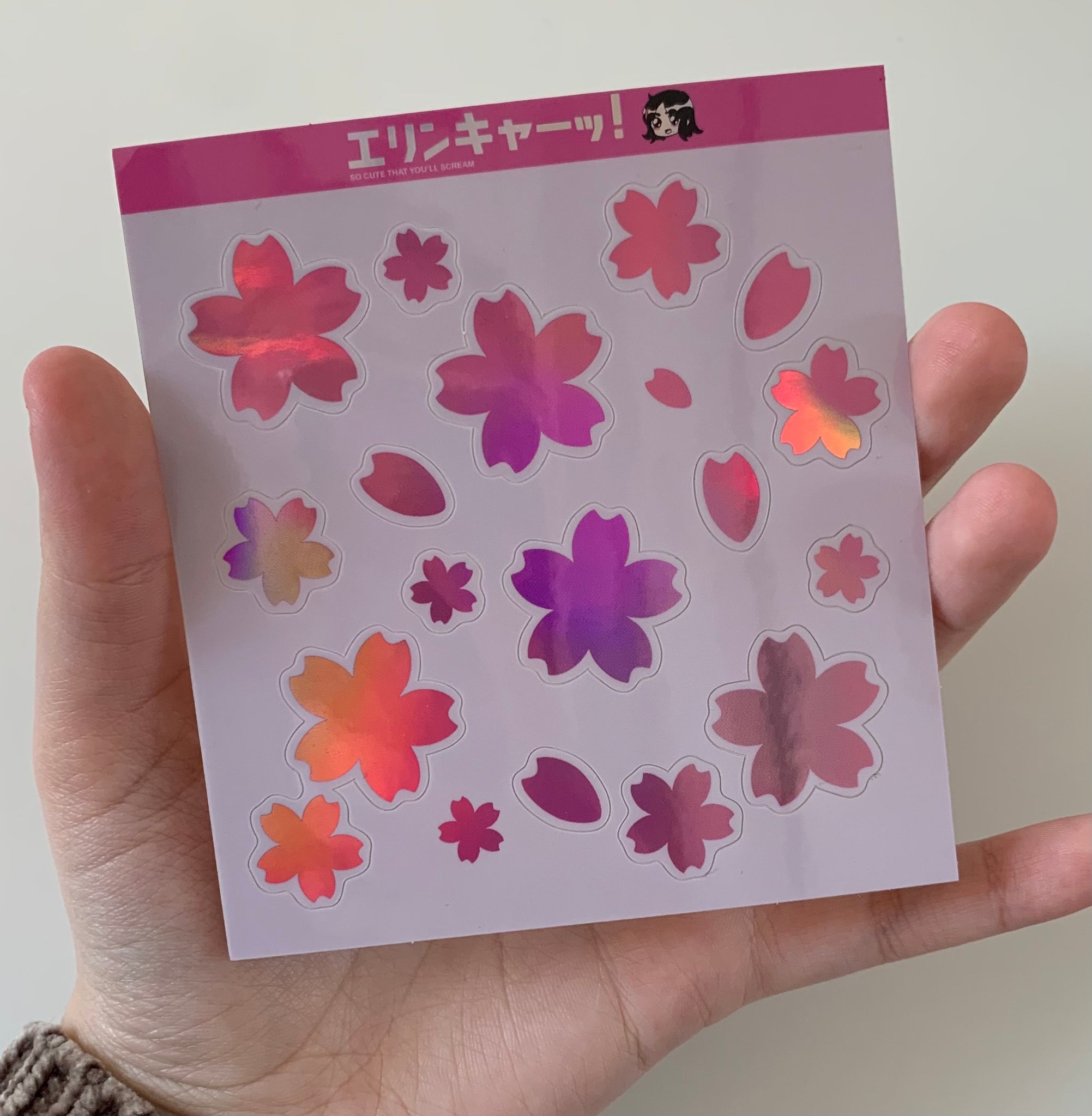 Holographic Sakura Sticker Sheet Pink